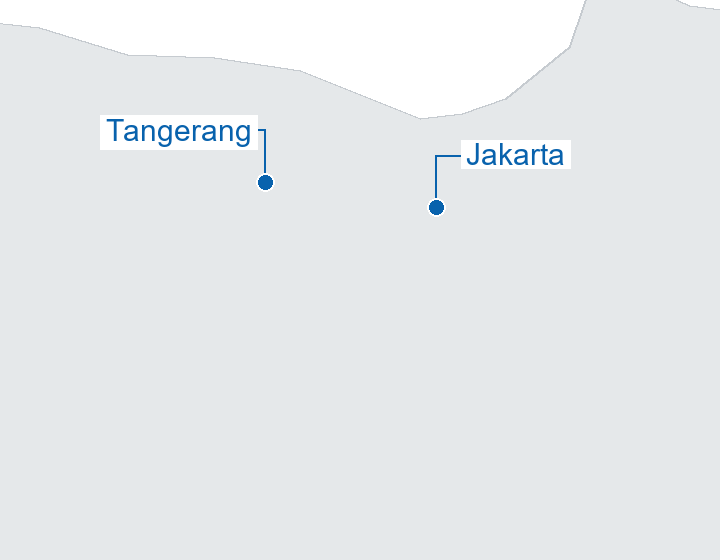 Detail showing Tangerang to the west of Jakarta.